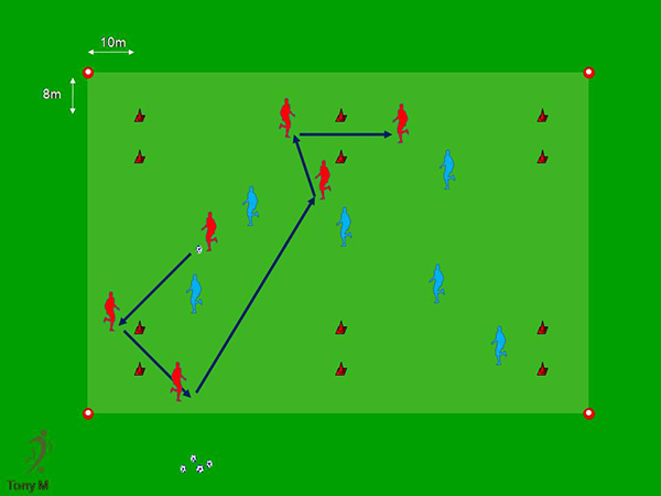 Tc067-6x6 Gol con pared 4 porterías.